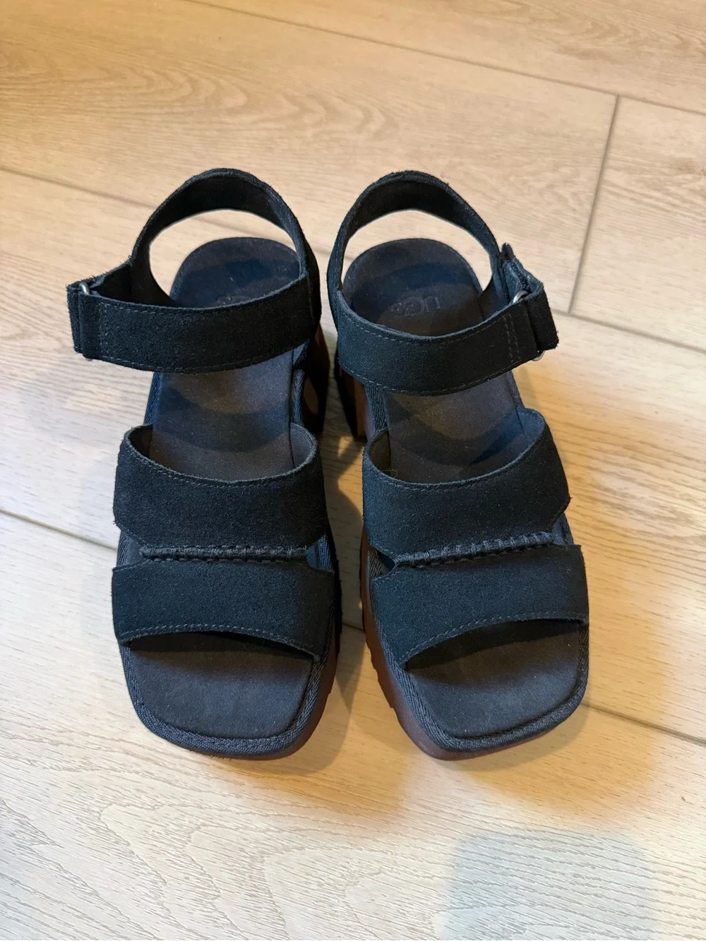 UGG New Heights Platform Sandals Black 7